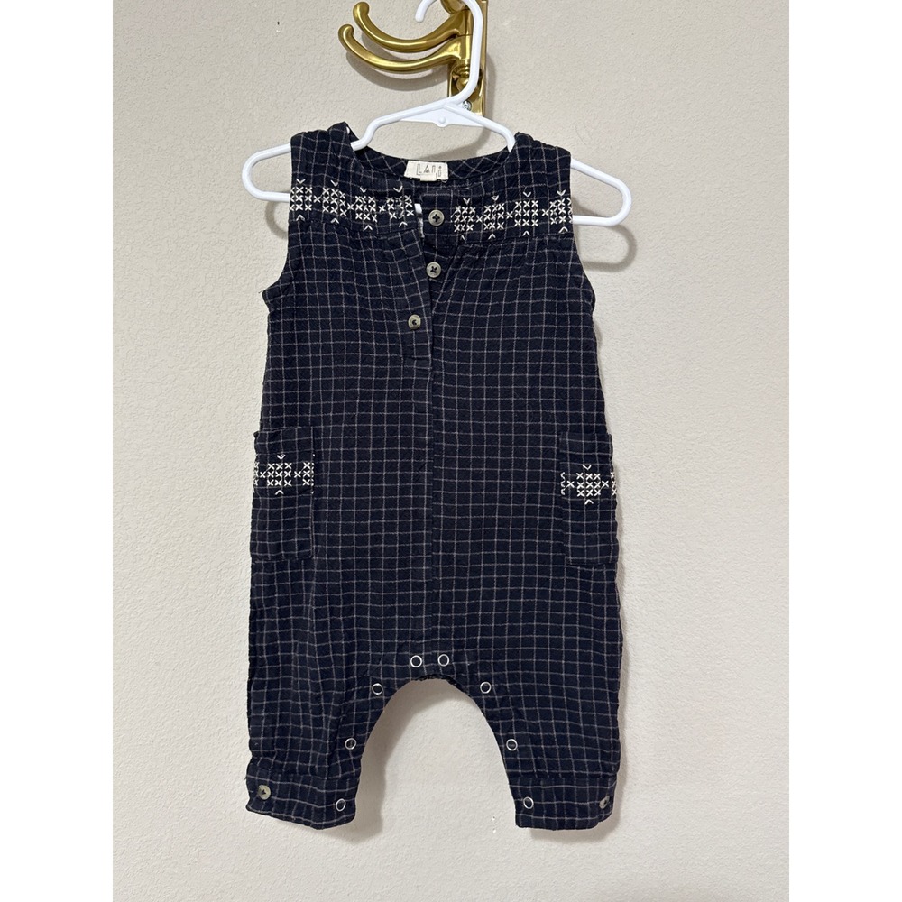 Lali Romper Kids Baby 18M Grid Plaid Cross Stitch Embroidered Cotton Jumpsuit